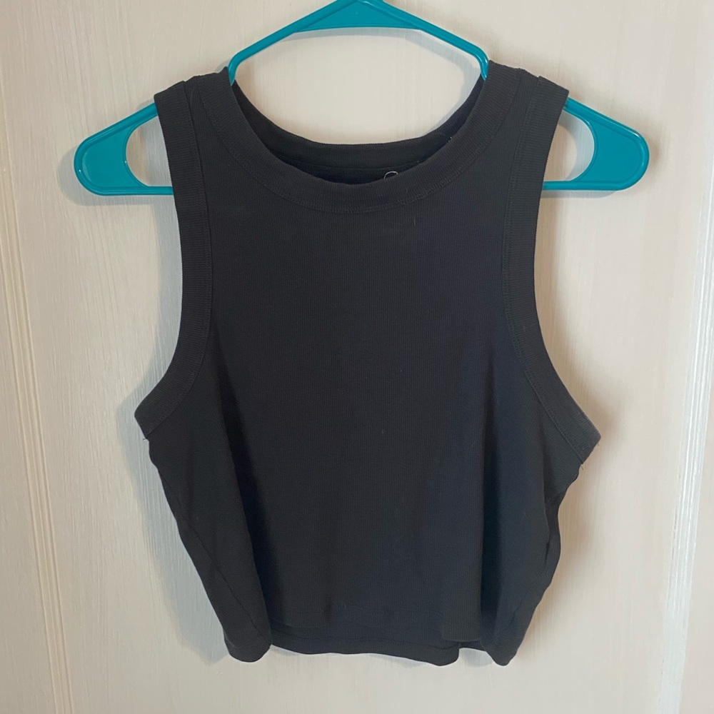 Madewell ribbed black cropped tank